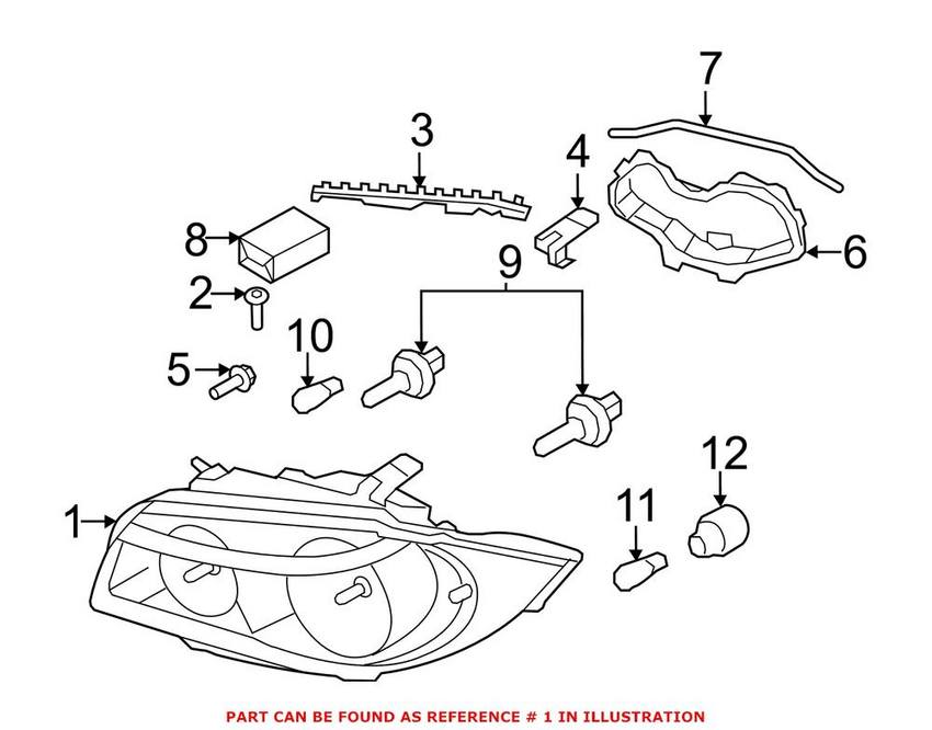 BMW Headlight Assembly - Driver Side (Halogen) 63117263643